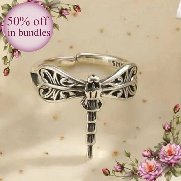 Vintage Style Alloy Dragonfly Ring - Picture 1 of 10